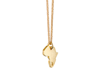 Africa in Africa Map Necklace Gold